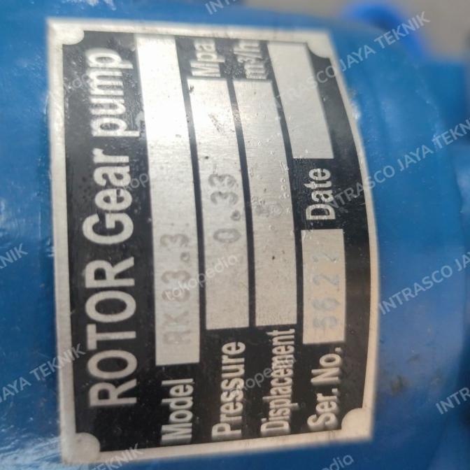 Pompa Oli Gear Pump Type Rk 83.3Liter/Menit Merk Rotor 2.2Kw 3Phase