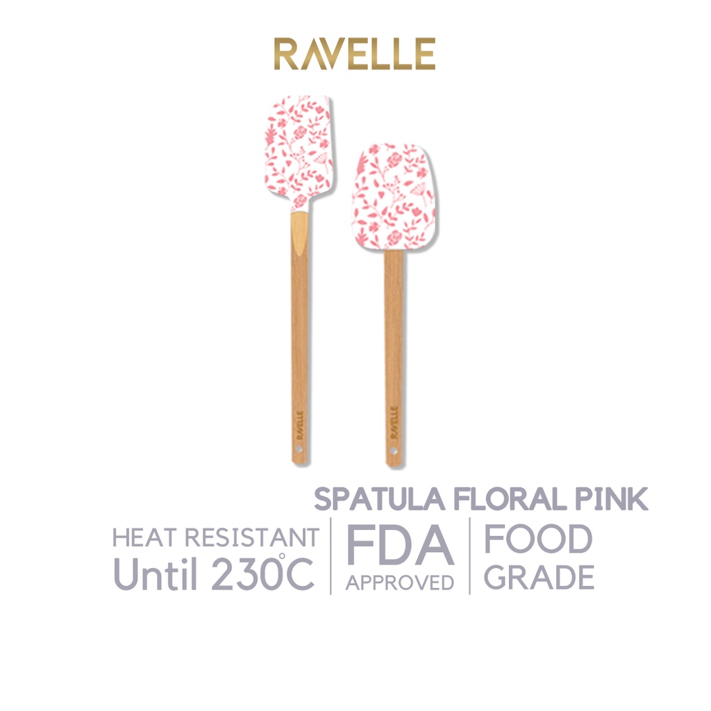 PREMIUM QUALITY Sutil Spatula Silikon Bahan Tebal  Tidak Mudah Leleh - Sutil Spatula Silikon PREMIUM QUALITY Bahan Tebal  Tidak Mudah Leleh - RAVELLE Pink Flower Sutil Set 2Pcs - Green Flower Sutil Set 2Pcs - Peralatan Masak Sutil Spatula