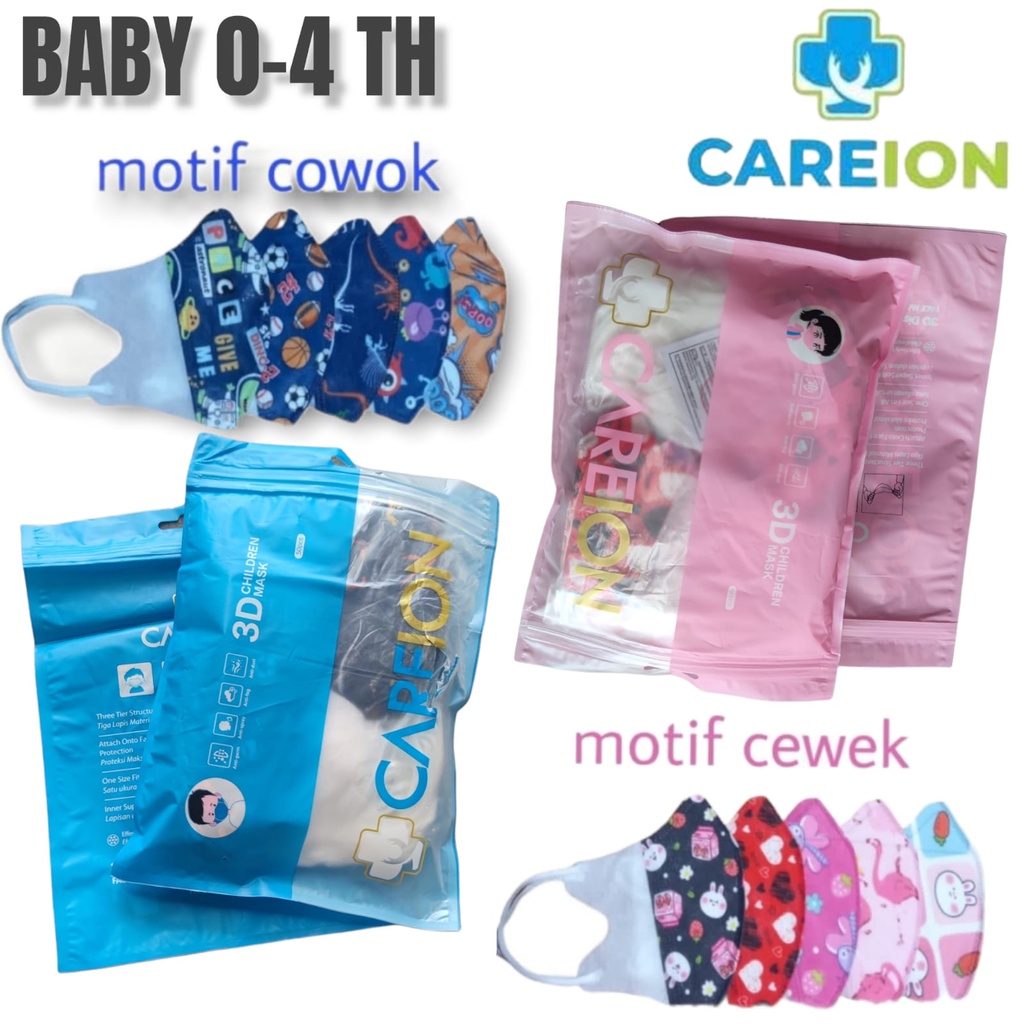 CAREION PACK MIX DB BABY 50 - MASKER ANAK DUCKBILL BAYI BALITA 3PLY CAREION