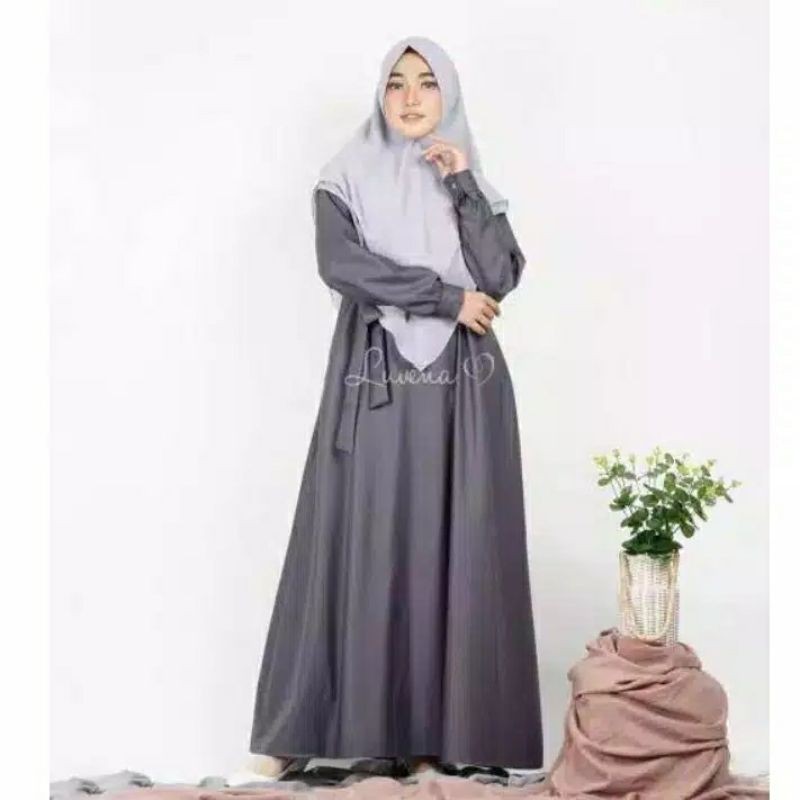 GAMIS ZAKIYAH POLOS TOYOBO LENGAN KANCING RESLETING DEPAN