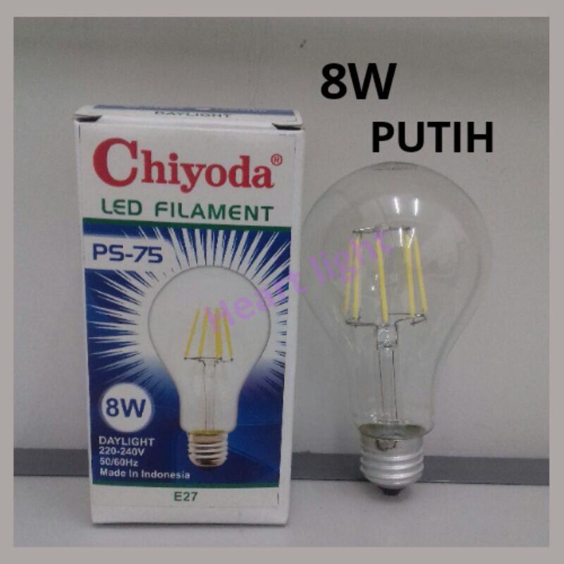 lampu LED FILAMENT 8W PUTIH DAYLIGHT CLEAR CHIYODA PS-75/bohlam pijar led 8w putih
