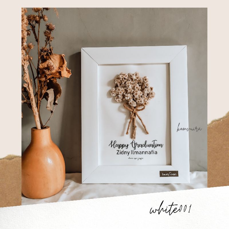 BUNGA MAWAR KERING IN FRAME pajangan vintage Kado ulangtahun BINGKAI KAYU