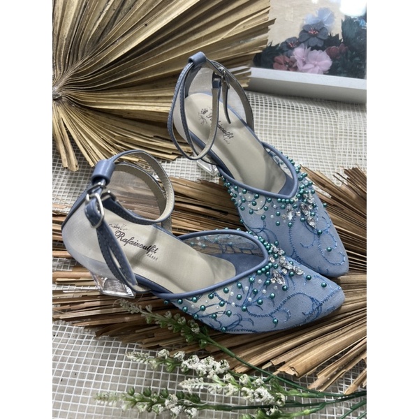 sepatu Rafaizoutfit sepatu wanita Yohanes ice blue tinggi 7cm kaca