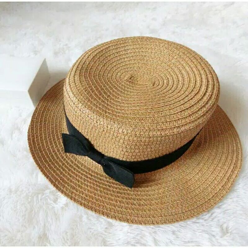 Preloved Classic Boater Hat Dewasa Topi Pantai Topi Fashion