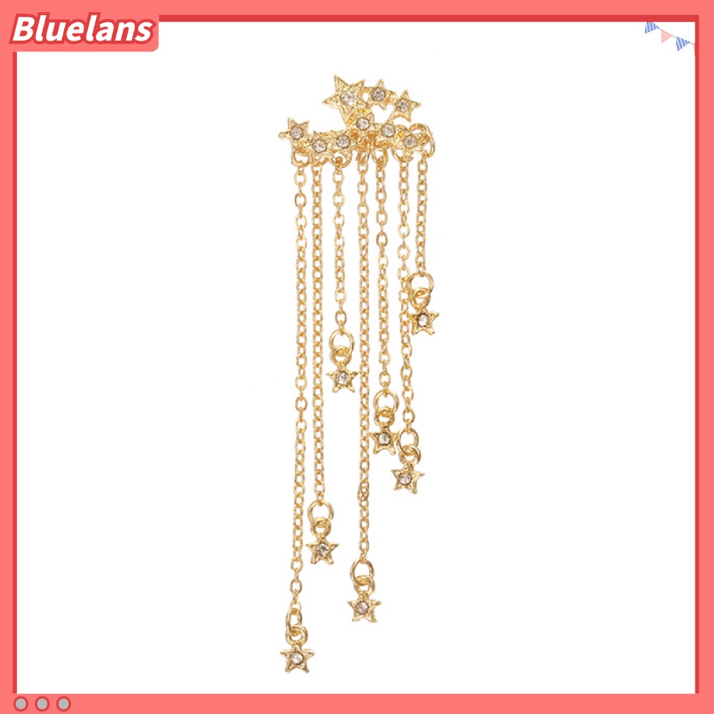 Bluelans 1Pc Eardrop Tassel Design Safe Alloy Rhinestone Stars Chain Ear Jacket for Women