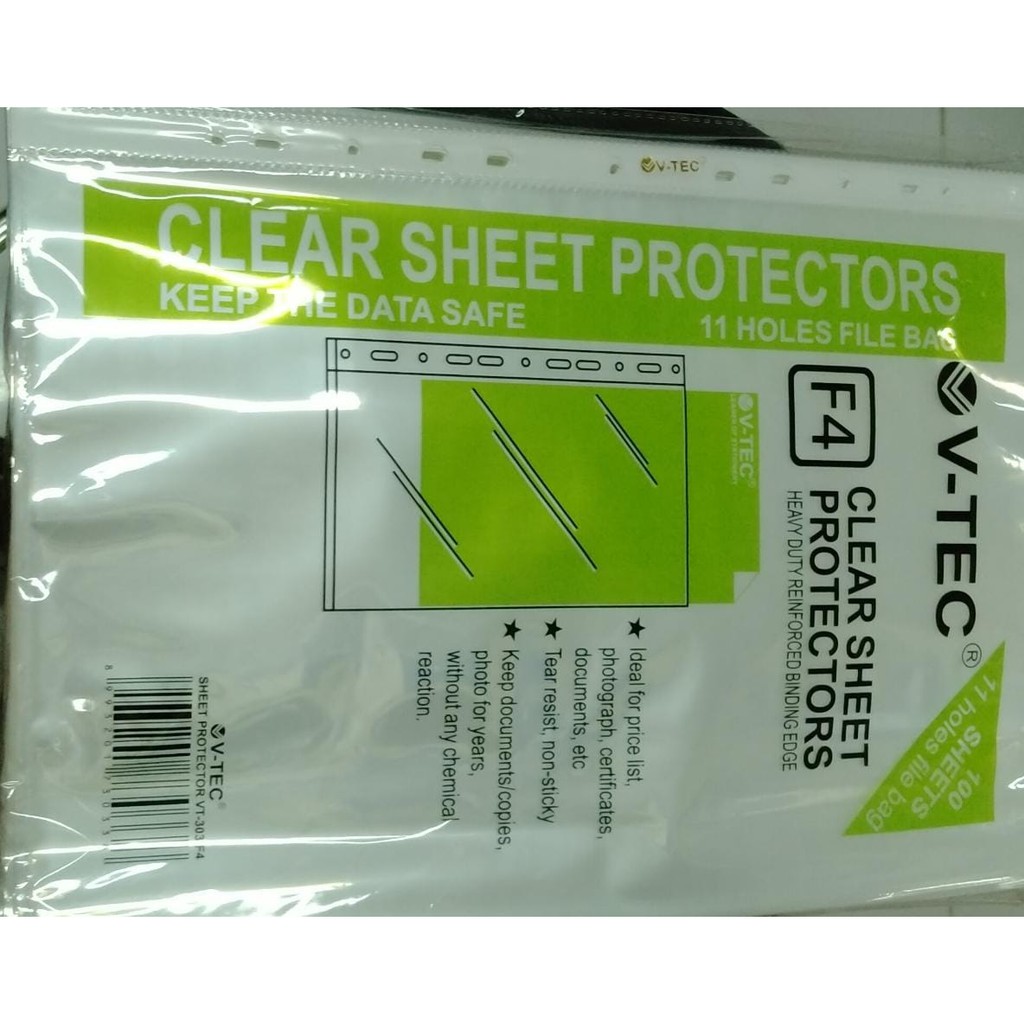 

CLEAR SHEET / TEMPAT FILE PROTECTOR VT303 F4 100L VTEC