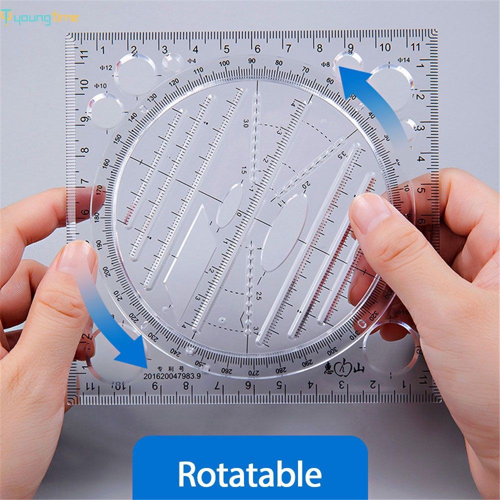 Set Penggaris Multifungsi Bisa Dilepas / Diputar Untuk Menggambar