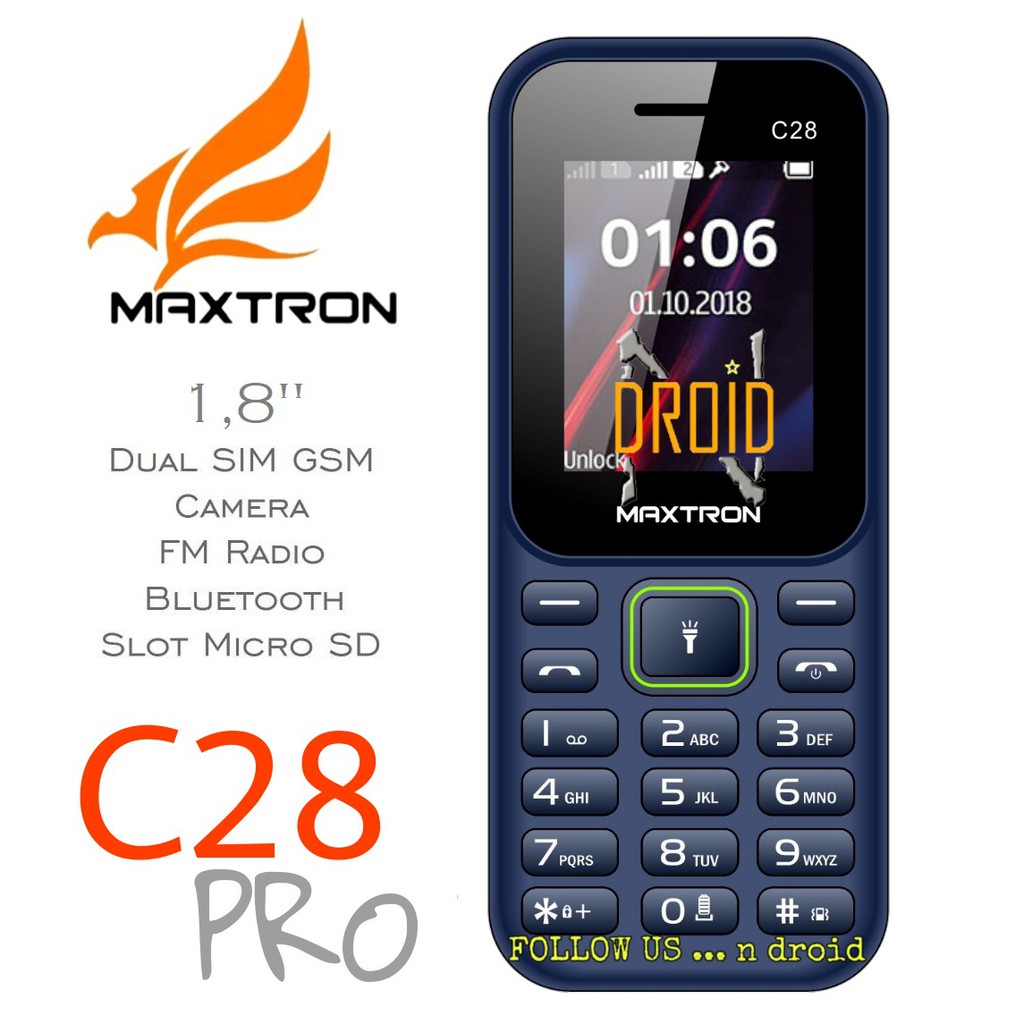 MAXTRON C28 PRO - HP Candybar 1,8" - DUAL SIM GSM - BISA GETAR  - HP MAXTRON - HP MURAH