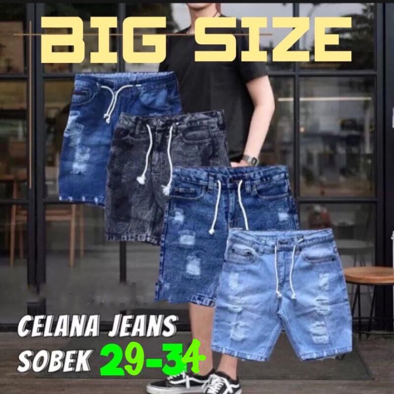 1KG MUAT 3PCS | CELANA JEANS PENDEK SOBEK PRIA WISKER PREMIUM DISTRO