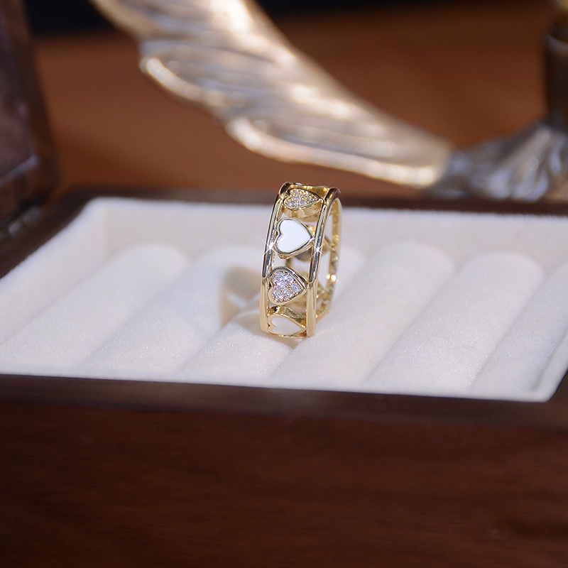 Cincin Model Terbuka Dapat Disesuaikan Desain Hati Gaya Jepang Korea