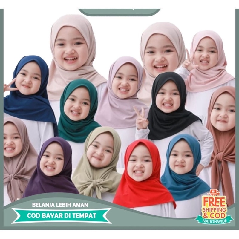 (KJI) HIJAB RILY SEGITIGA JILBAB INSTAN ANAK 1 - 3 tahun