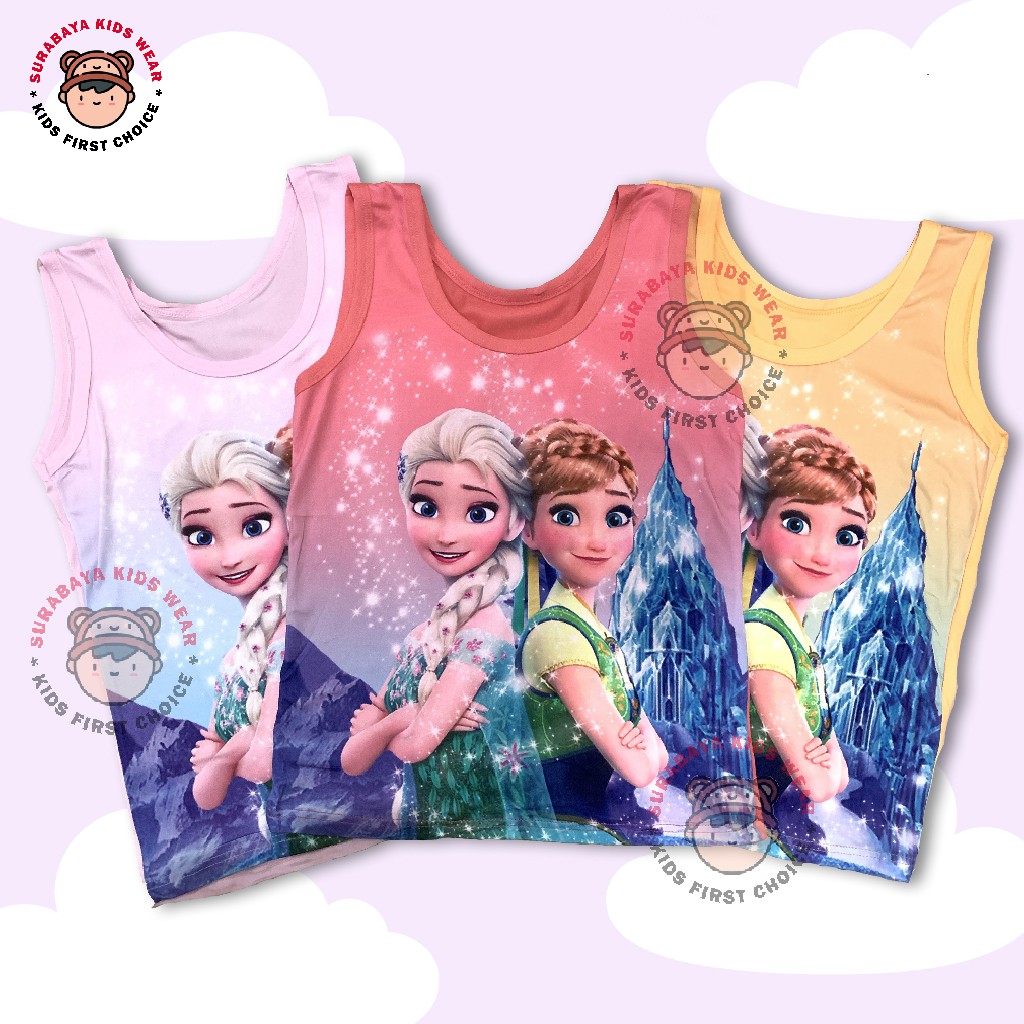 Atasan Singlet Anak Perempuan Motif Frozen Tali Besar Tiana