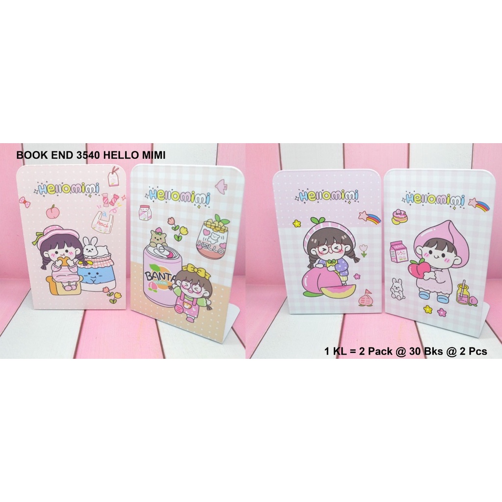 

penahan buku atau stand book dari besi motif hello mimi