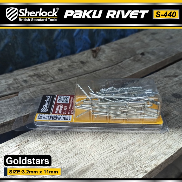 Paku Rivet Sherlock S - 440 size 3.2 mm x 11 mm ( isi +/- 50 pcs )