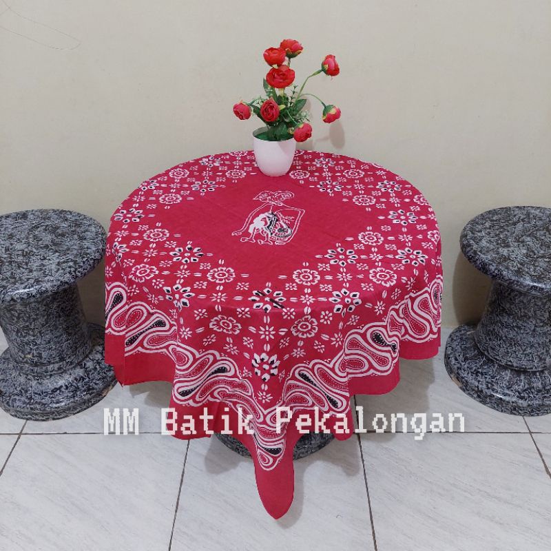 Taplak Meja Topaz Segiempat Bukan Bundar Kain Batik Print 1 m x 1 m Motif Wayang