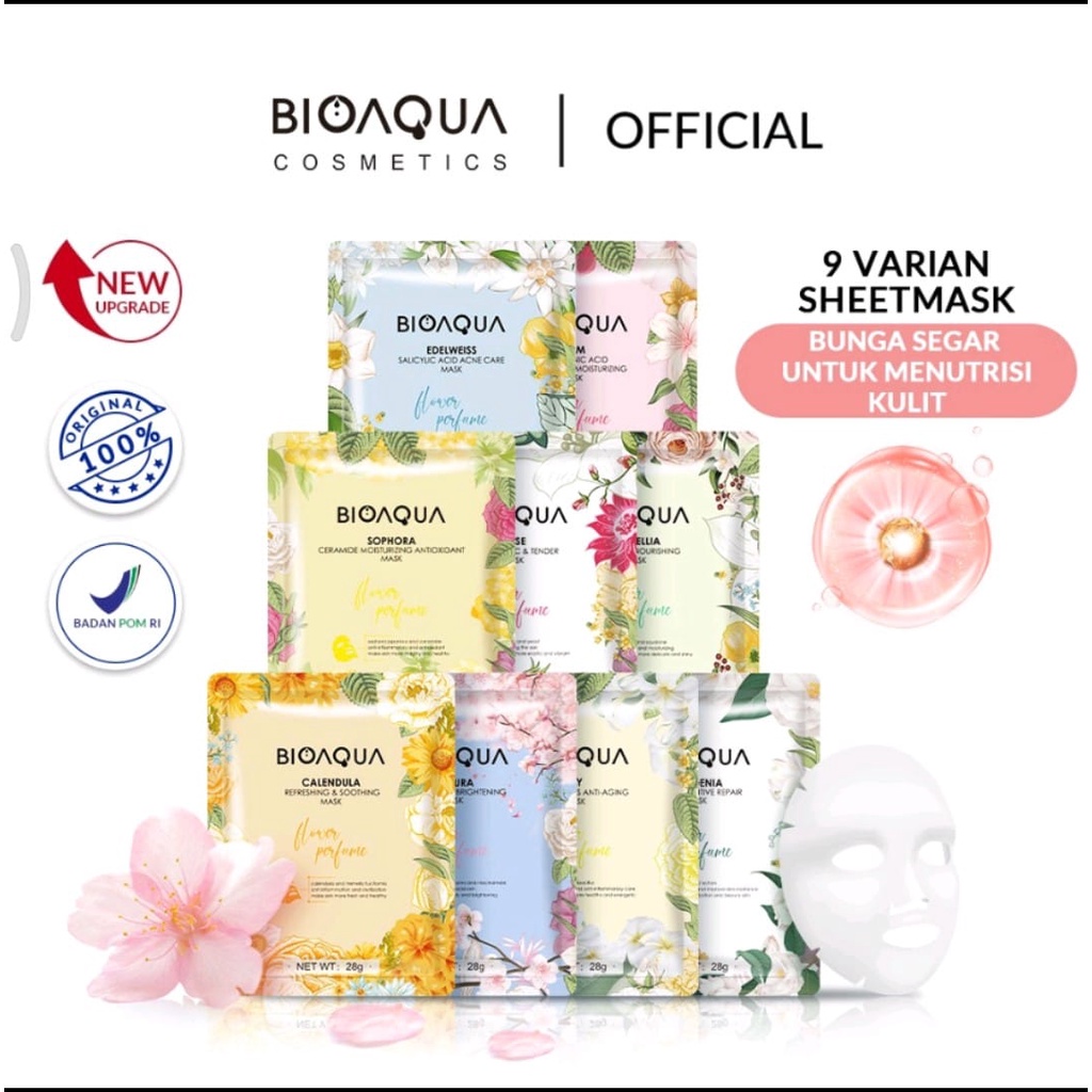 Bioaqua Cosmetics sheet mask original /Hydrating and Moisturizingt Mask/Niacinamide masker wajah whi
