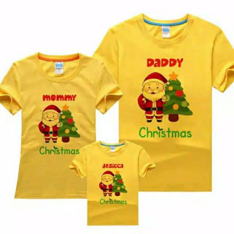 kaos Natal santa bisa request nama merry christmas santa