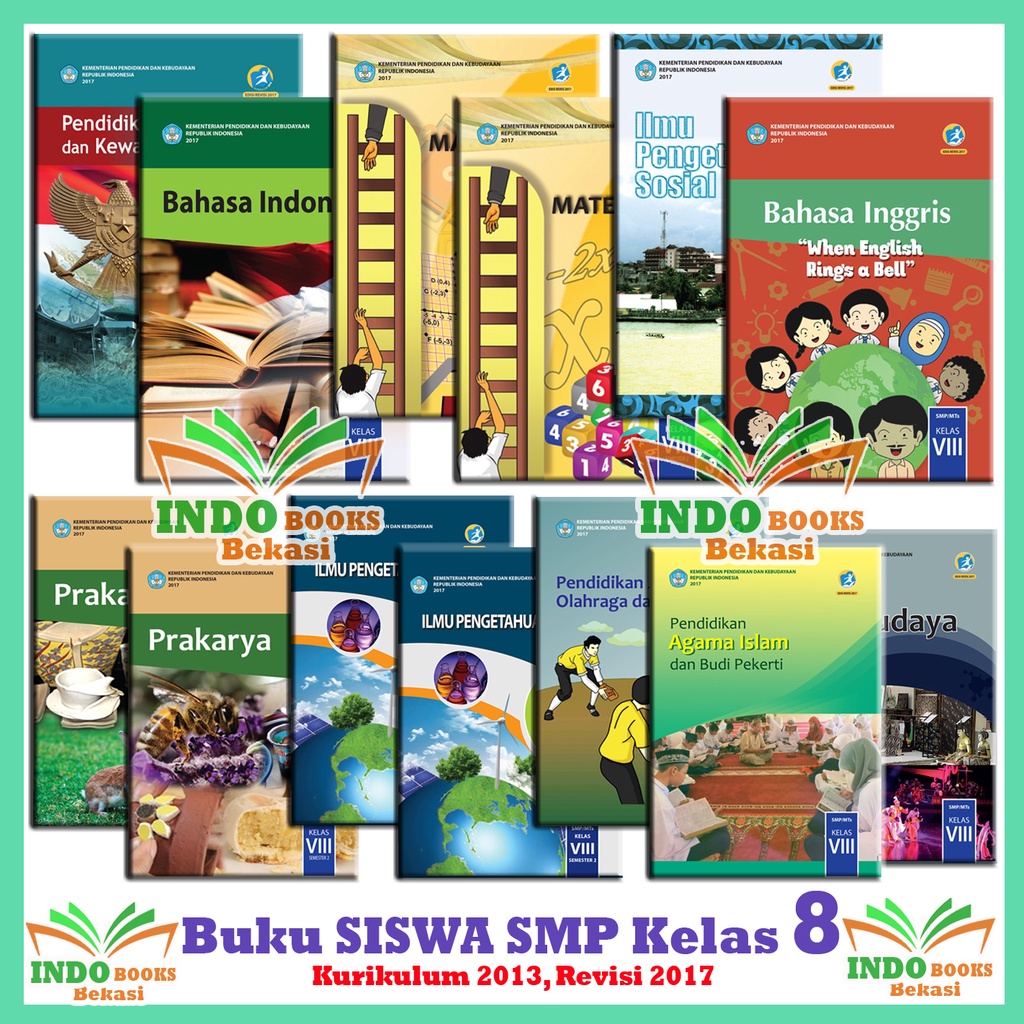 PAKET LENGKAP BUKU SMP/MTs KELAS 8 / VIII SEMESTER 1 - 2 DIKNAS REVISI 2017