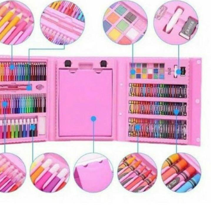 

[PRODUK PZEOS] Colouring Set Anak 208 pcs Crayon Art Set Alat Lukis ZPJ