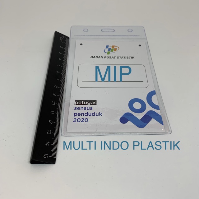 Tali gantungan id card/nametag uk 9.5 x 12.5/tali lanyard 2 cm kuning/tali nametag/plastik nametag