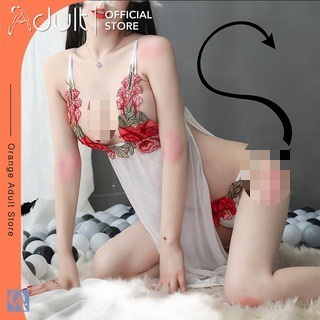 ORANGE ADULT Lingerie Seksi Baju Tidur Dewasa Wanita / Baju Tidur Dewasa Wanita Tembus Pandang / Lingerie Sexy Dengan Bunga Sulam1371