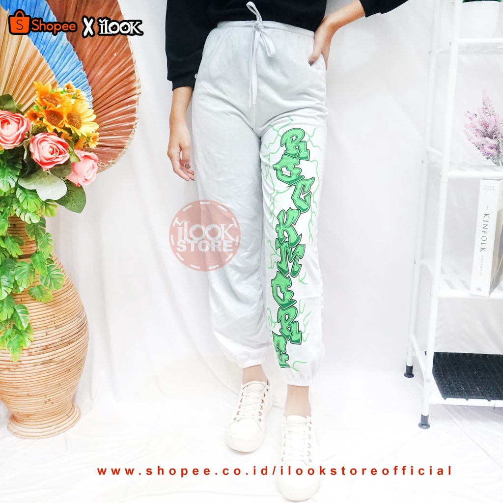 ilook | Celana Jogger Green Gravity | Celana Jogger | Jogger Wanita Murah | Jogger Gravity