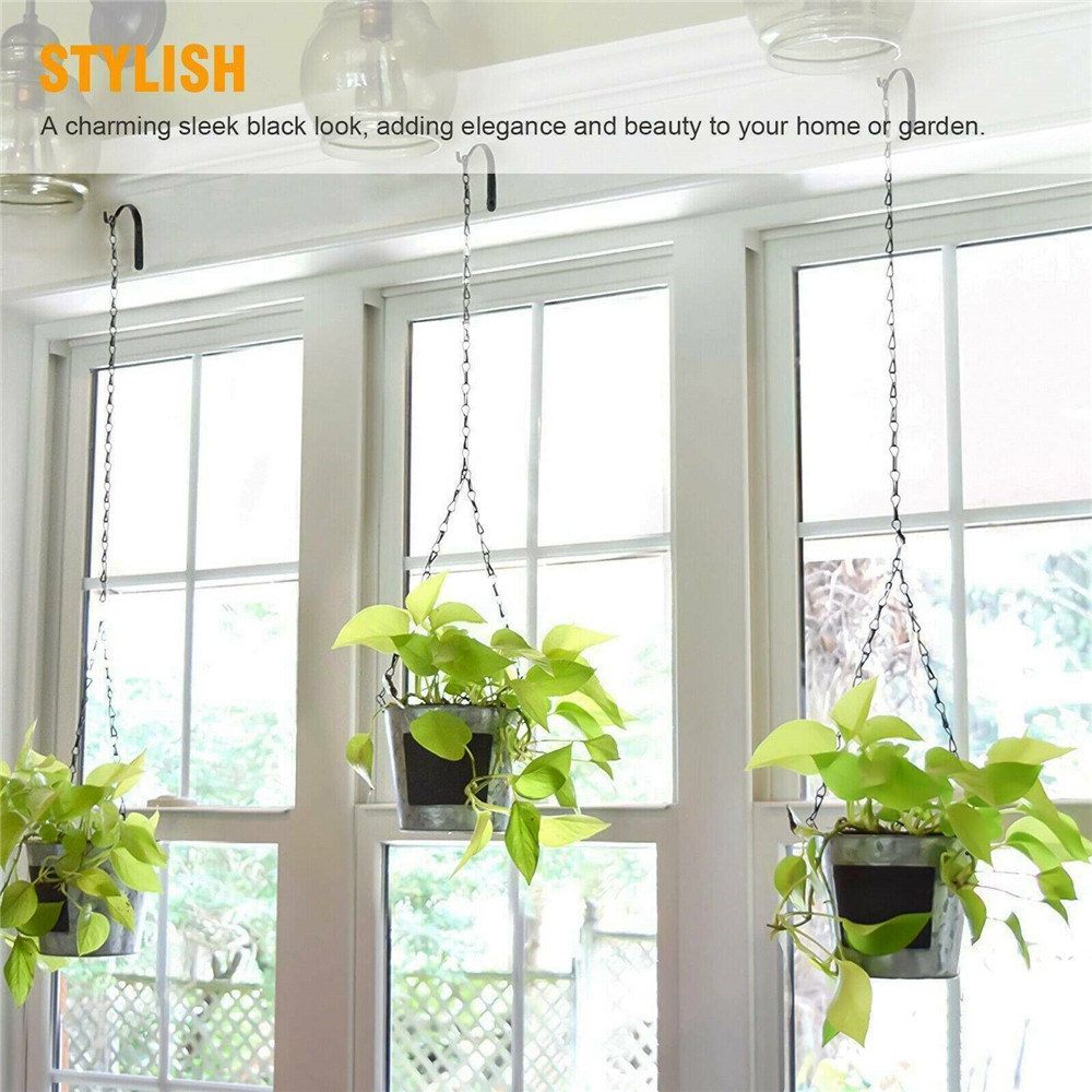 【COD Tangding】4Pcs/Set Metal Hanging Basket Brackets J-shaped Black 71mm Wrought Iron Hook Garden Plant Hanger Wall Decor