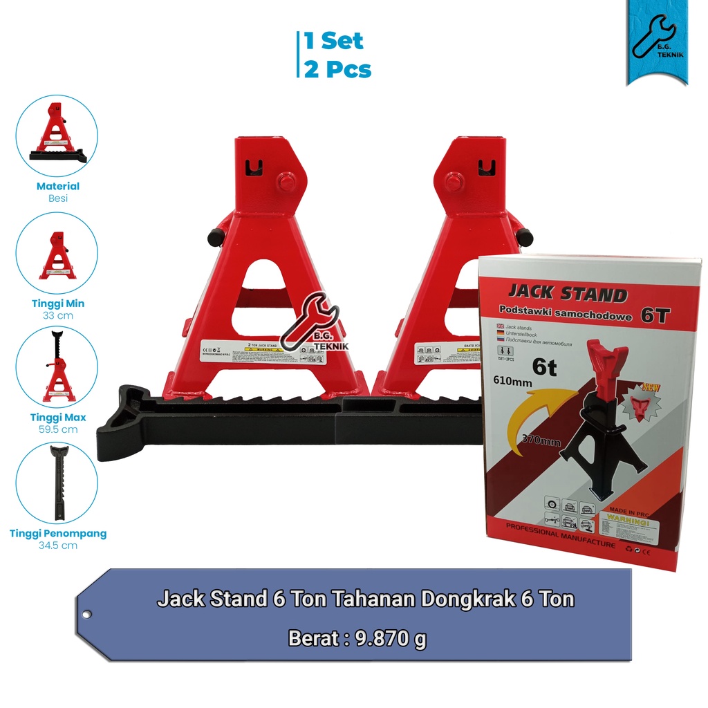 [JACK STAND] Dongkrak Jack Stand 6 Ton / Tahanan Mobil Berdiri  isi 2PC