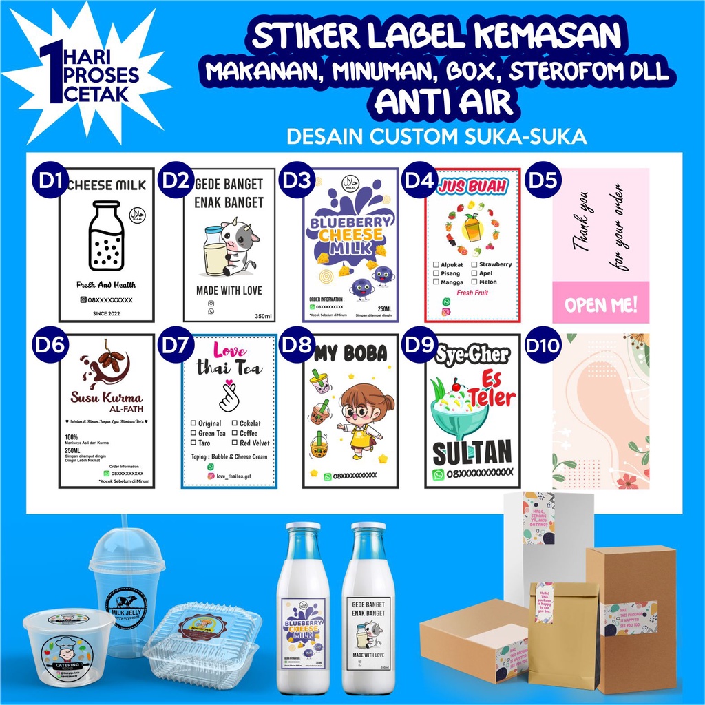 

Stiker Anti Air Seal Label Kemasan Request Custom Makanan atau Minuman