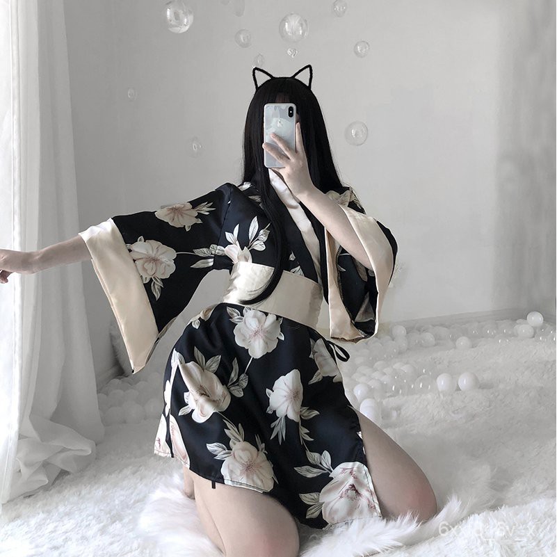 Japanese Kimono Bathrobe Sexy Cosplay Outfit for Women Traditional Style Robe Yukata Costumes Pajama