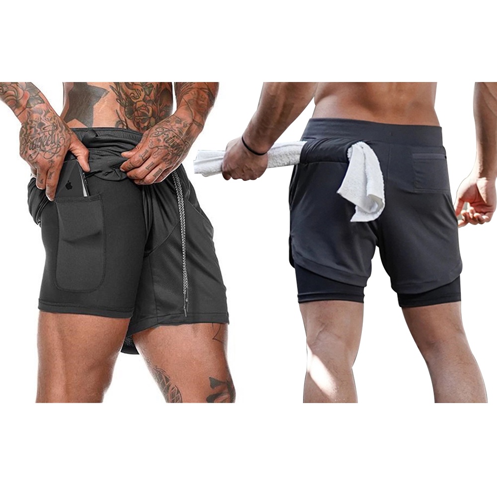 Celana Pendek Olahraga Legging Sport Pria Running Gym Fitness-1