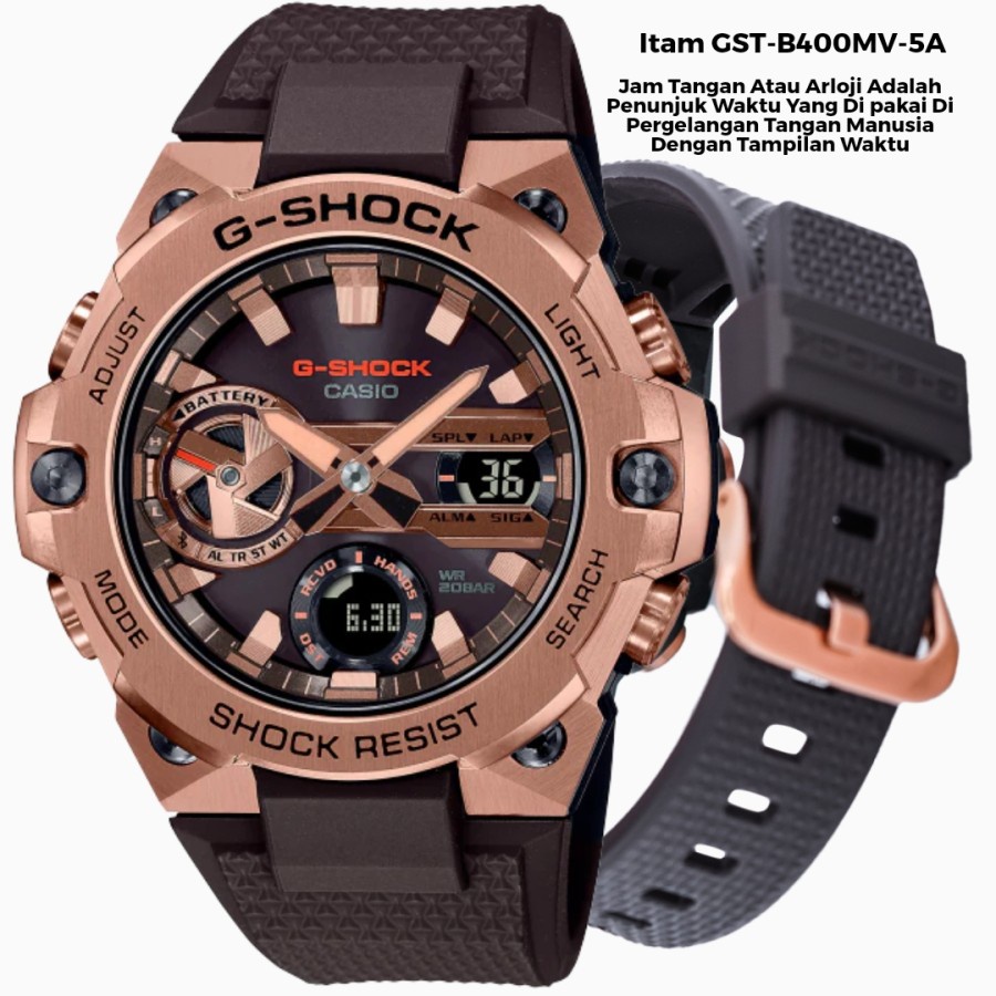 COD Jam Tangan Casio G-Shock Tipe GST-B400MV-5A Quartz Dual Time Strap Rubber Jam Tangan Pria Trendy