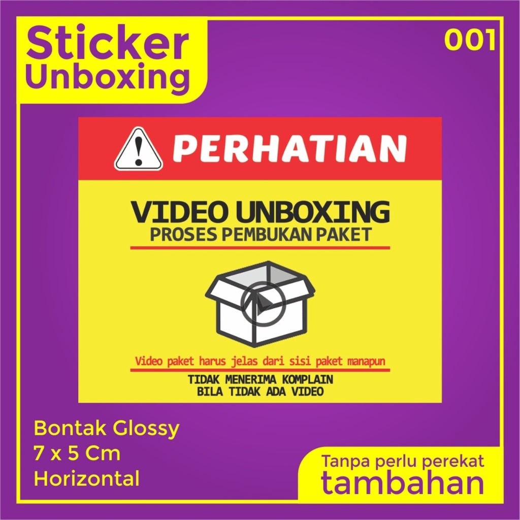 Stiker Video Unboxing / Stiker Unboxing / Sticker Fragile / Stiker Label Pengiriman-001
