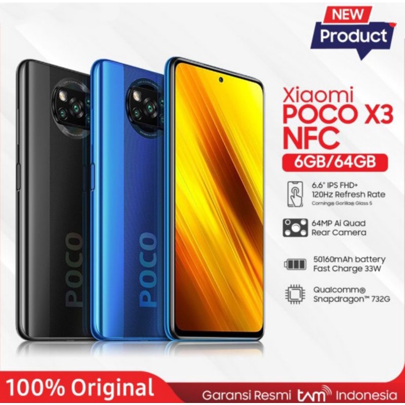 Jual POCO X3 NFC RAM 6/64 NEW SEGEL RESMI ORIGINAL Shopee Indonesia