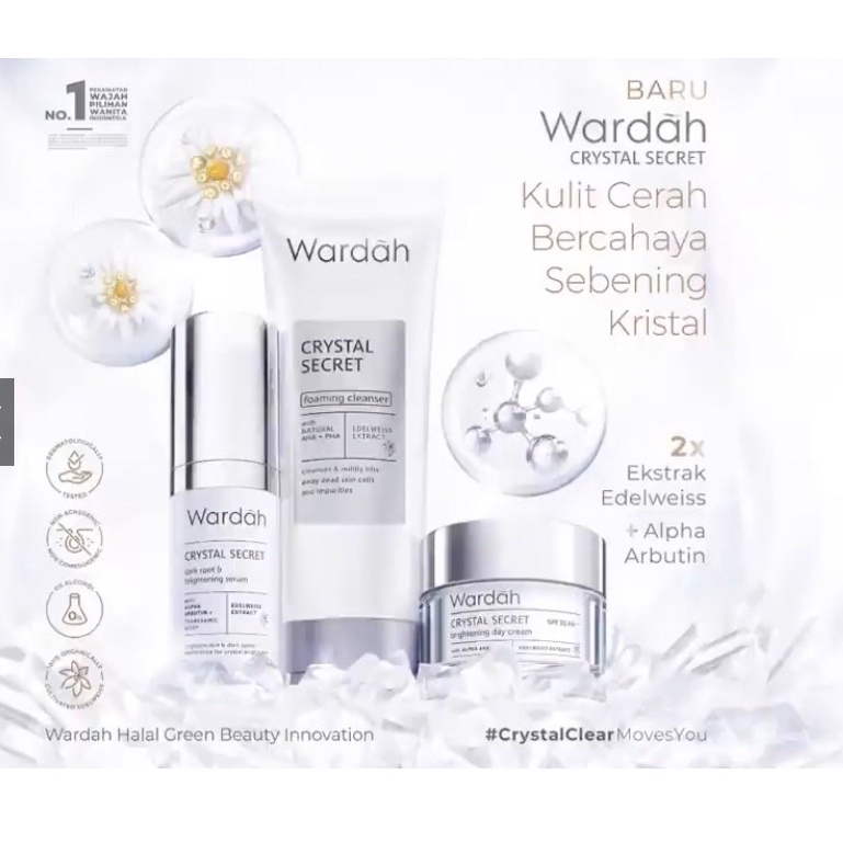 WARDAH PAKET Crystal  SECRET (4 ITEM - D/N 30 - F/W - PURE TREATMENT 50 )