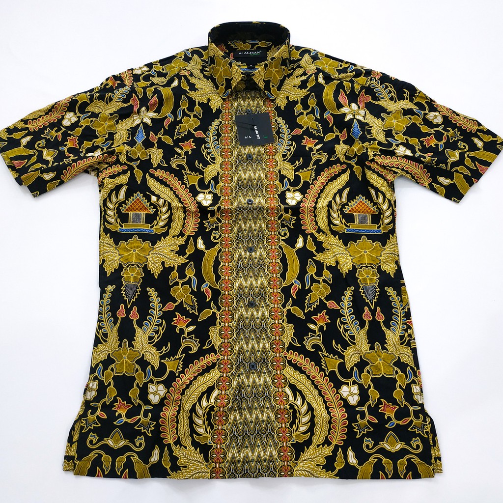 Kemeja ALISAN Batik Slim Fit Lengan PENDEK ( seri Pinggiran - 2 )