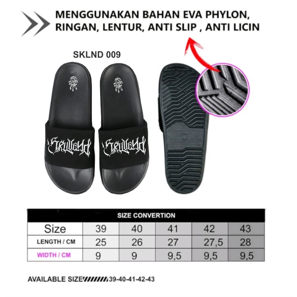 SKULLEND - Black Sandals Slide On / Sandal Slop Pria Terbaru 2022