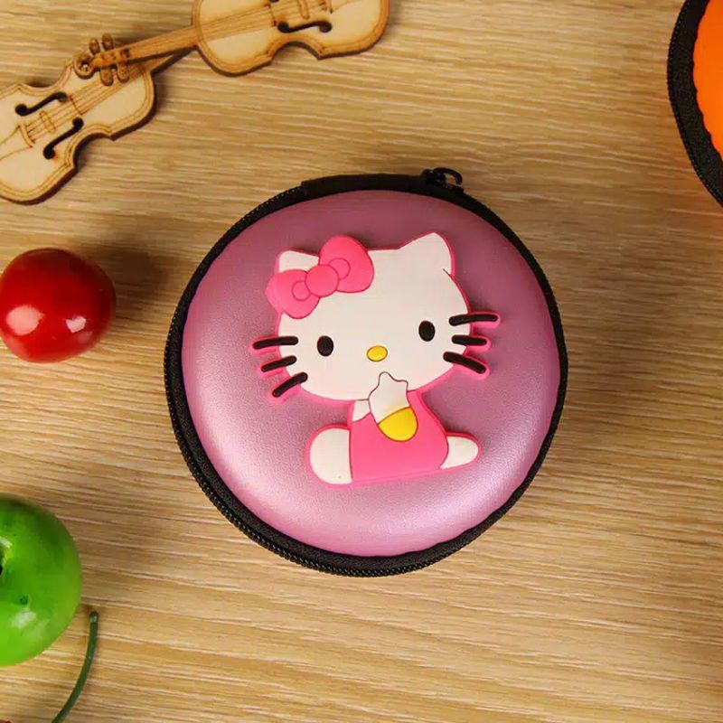 Dompet Tas Penyimpanan Headset Karakter Lucu Bentuk Bulat