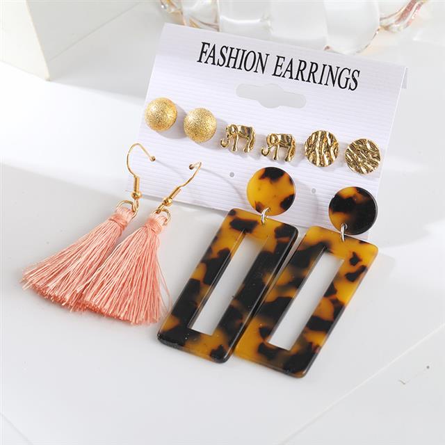 Eropa dan Amerika aksesoris fashion Mutiara XINGX set leopard piring rumbai anting-anting Korea gaya