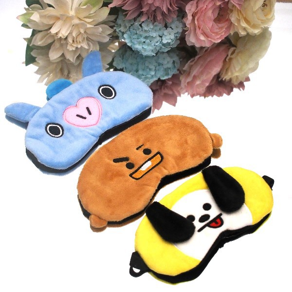 Penutup Mata Tidur BT21 BTS Bahan Bulu Halus Masker Mata Sleeping Eye Mask Eyemask Travel