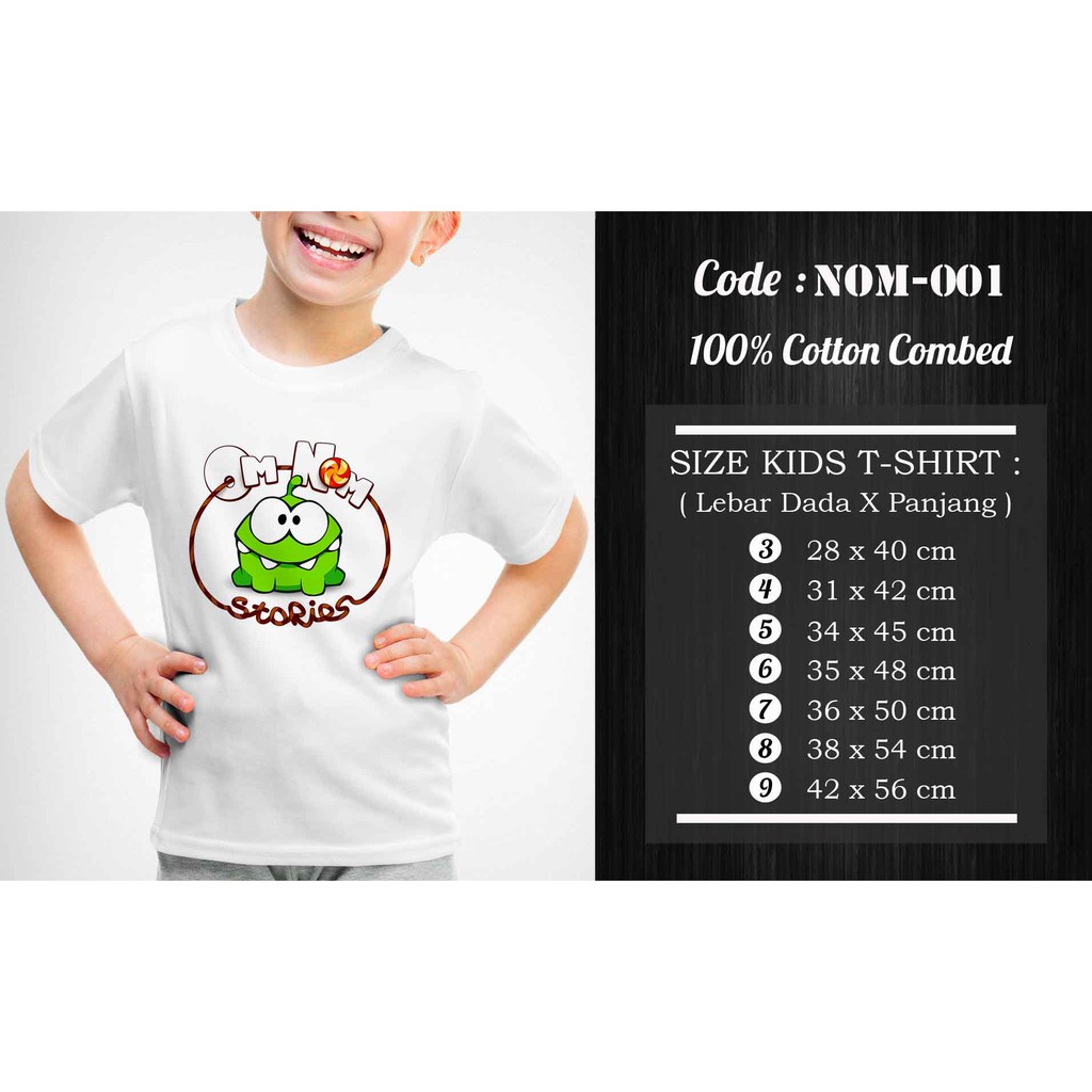 [FREE NAMA!!] Kaos Anak &amp; Family Om Nom! / Cut The Rope 100% COTTON PREMIUM