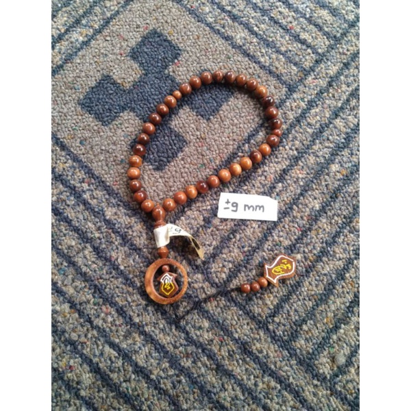 tasbih kokka bulat coklat bulan terompah dobel ± 9 mm ( 9mm ) 33 butir ( kauka kaukah pukah pukaha koka kuka )