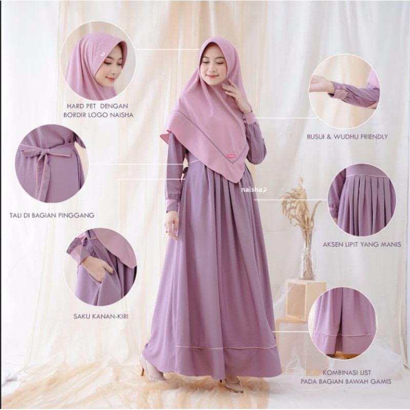 AEERA SET GAMIS + KHIMAR BY NAISHA / BAHAN TORY HIGH QUALITY