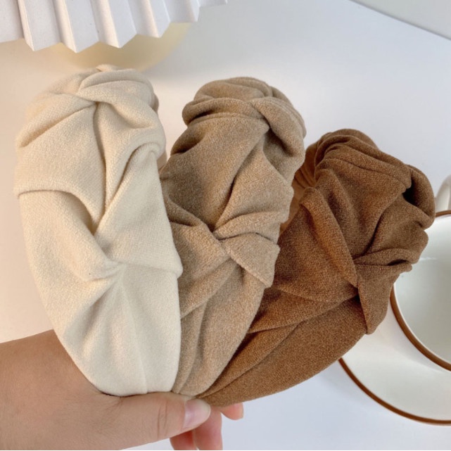 Bando Bandana Korea Wanita Lebar Simpul Polos Bahan Kain Suzy