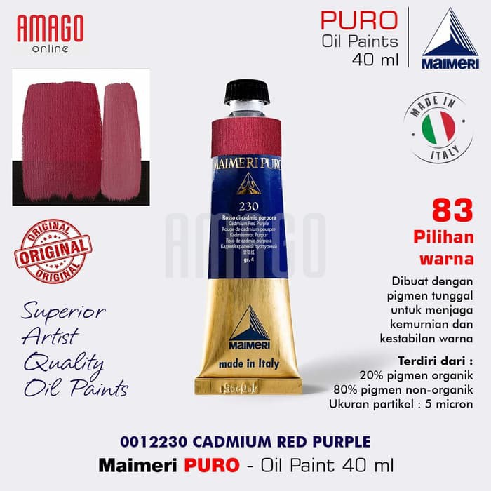 MAIMERI PURO - OIL PAINT - CADMIUM RED PURPLE - 40ML - M0012230