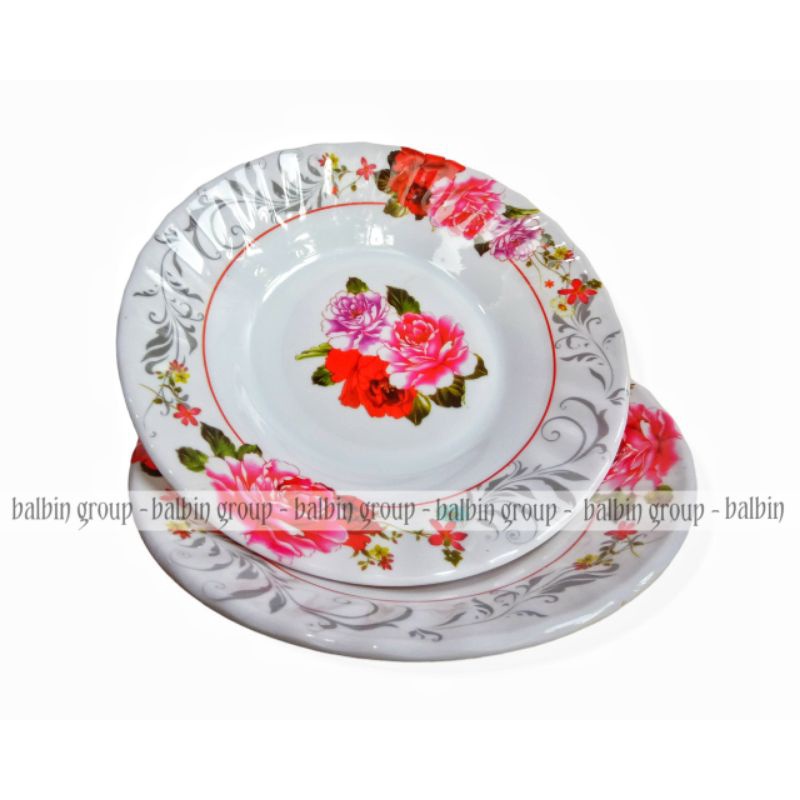 1 lusin PIRING MAKAN MELAMINE HUGI 9 INC/ PIRING MELAMINE MEWAH