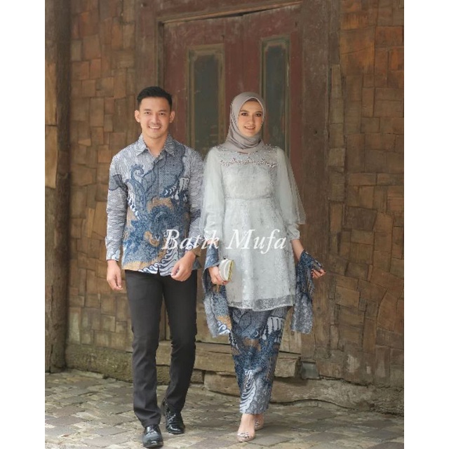 Batik couple kebaya Luna Grey KEBAYA MODERN Kebaya untuk lamaran wisuda