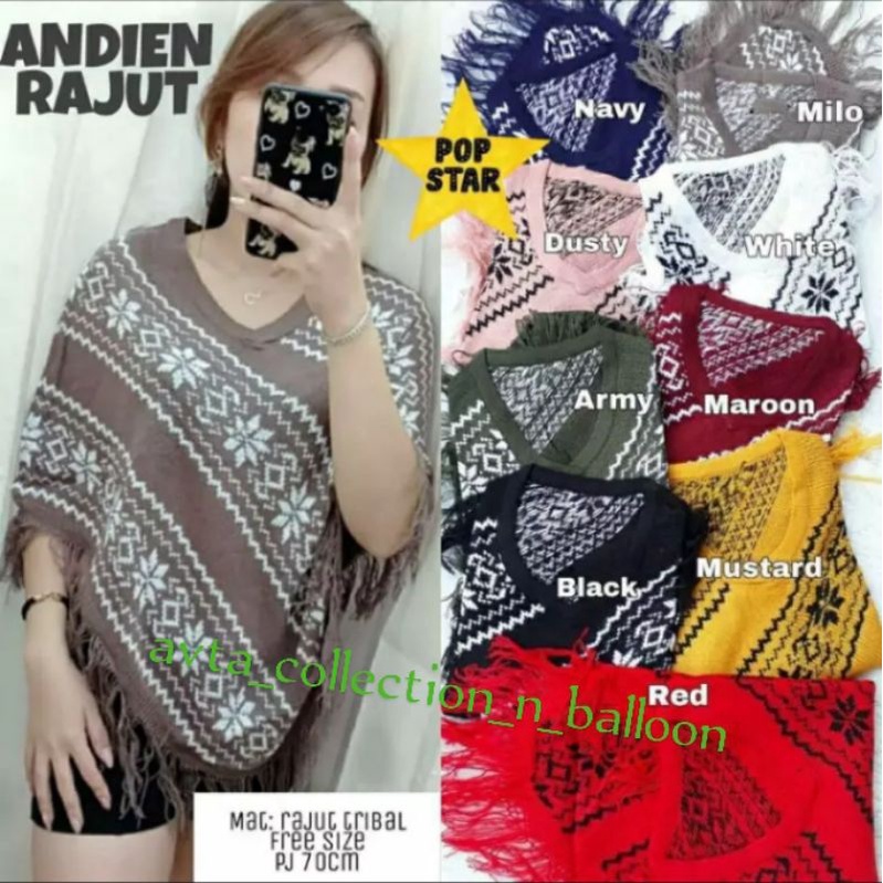 Cardigan Rajut PONCO Rumbai / Outer Wanita Batik Rumbai / Cardigan Rajut