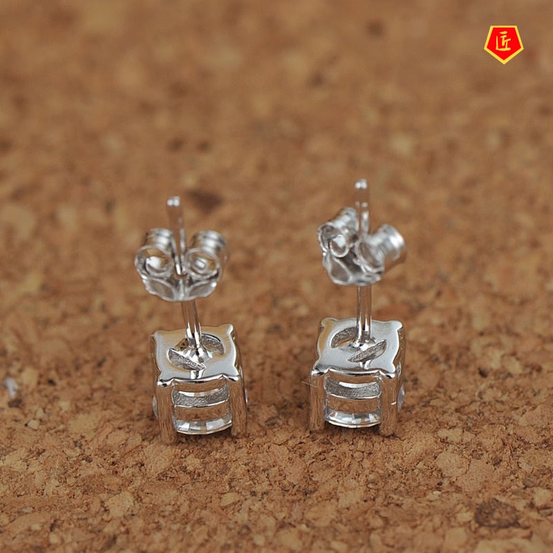 [Ready Stock]Classic Four-Claw Diamond Stud Earrings