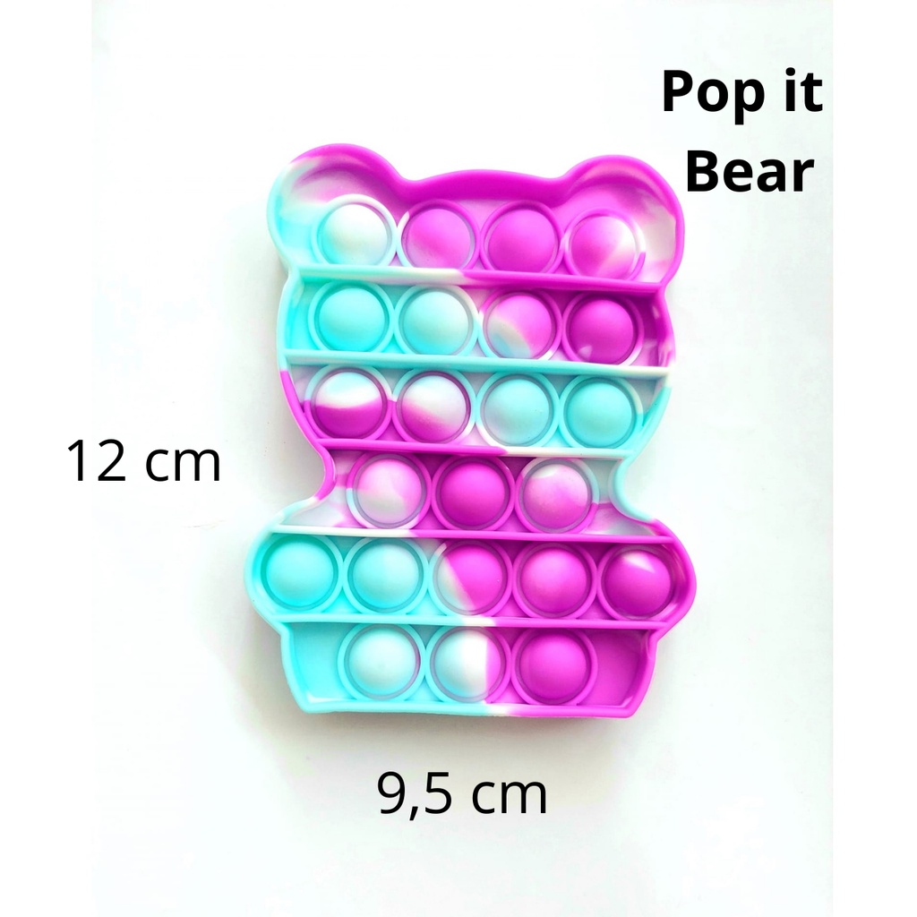 Pelangi Pop It Fidget Push Penghilang Stress dan Mepertajam  Sensorik Anak-162gr-Bear Rainbow